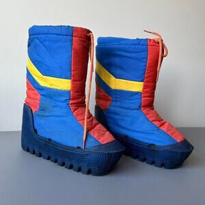 Rare Epic 70s 80s Winter Rainbow Colorblock Moon Ski Boot